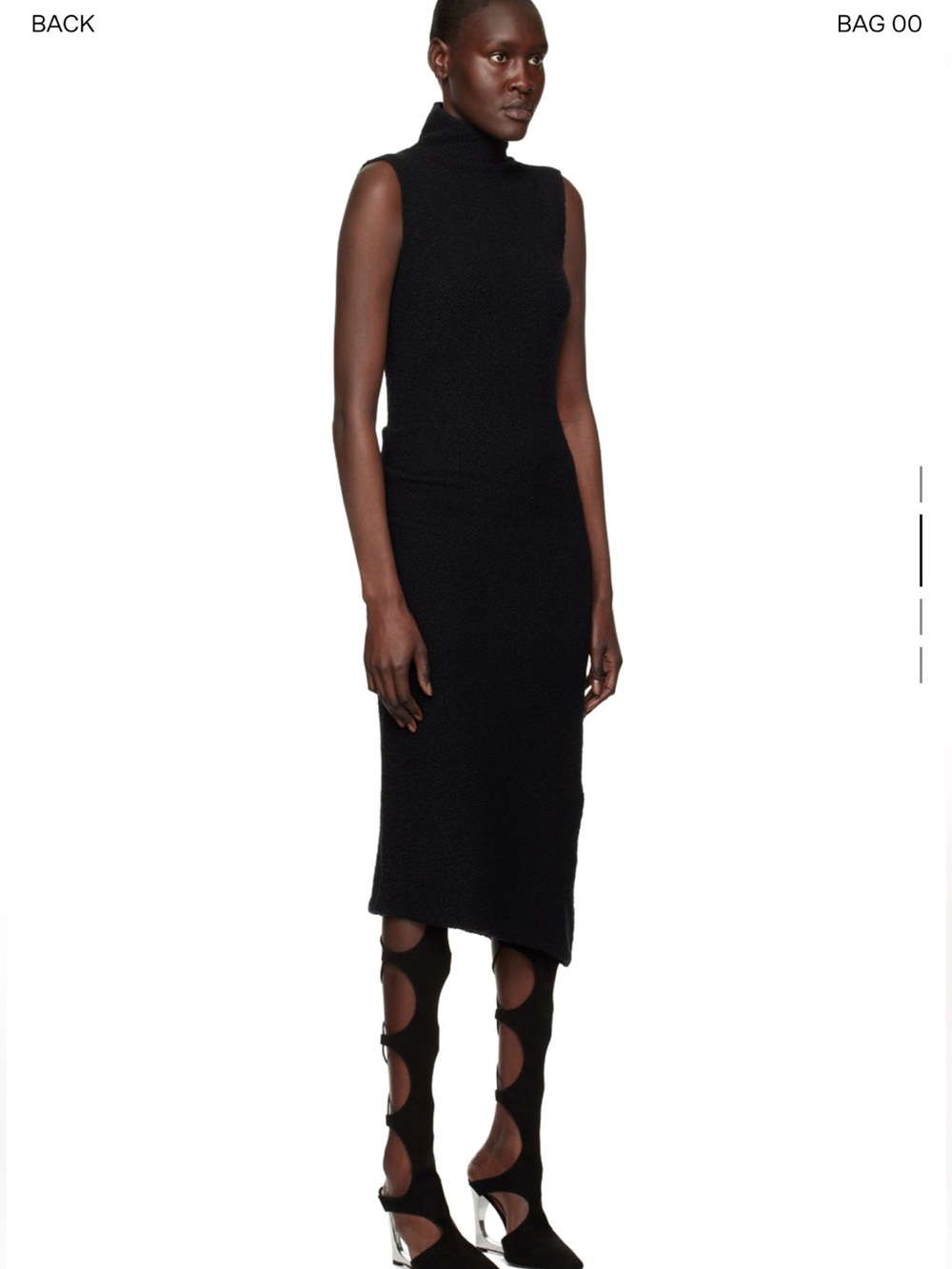 Helmut lang merino wool boucle style midi fitted dress in black size large - Picture 3 of 16